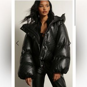 Misspap embossed leather look puffer jacket